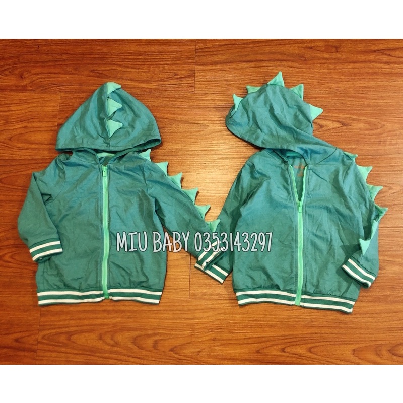 Áo khoác cotton khủng long xanh xuat du bé trai nhí