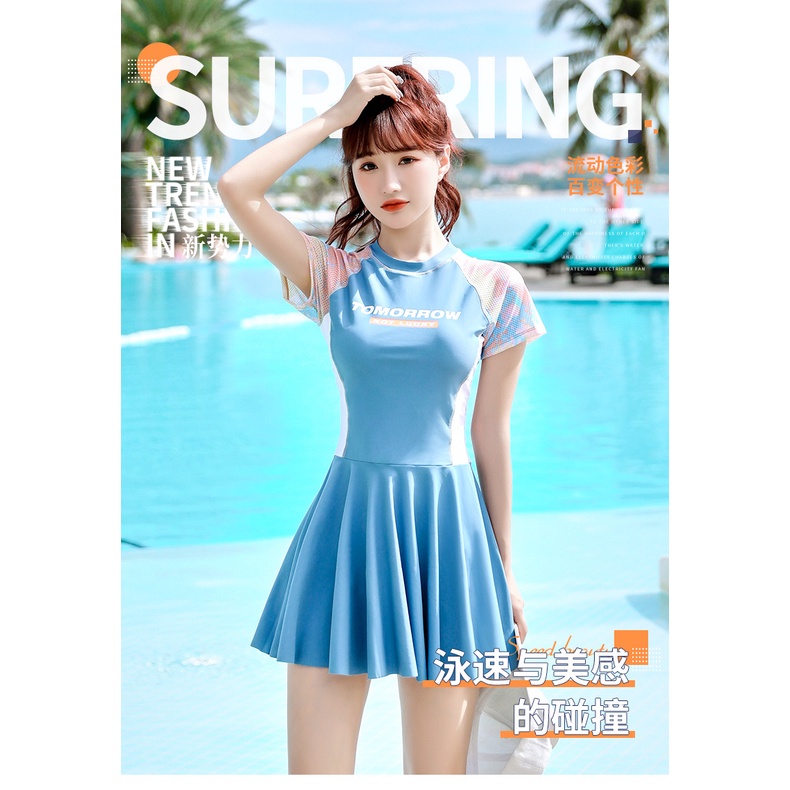 BikiniStoreVn : Đồ bơi tay ngắn liền thân váy + quần đùi M24