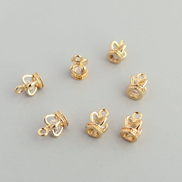 Mặt Dây Chuyền Hình Vương Miện 8mm Bằng Đồng 14k Màu Sắc Tùy Chọn Diy