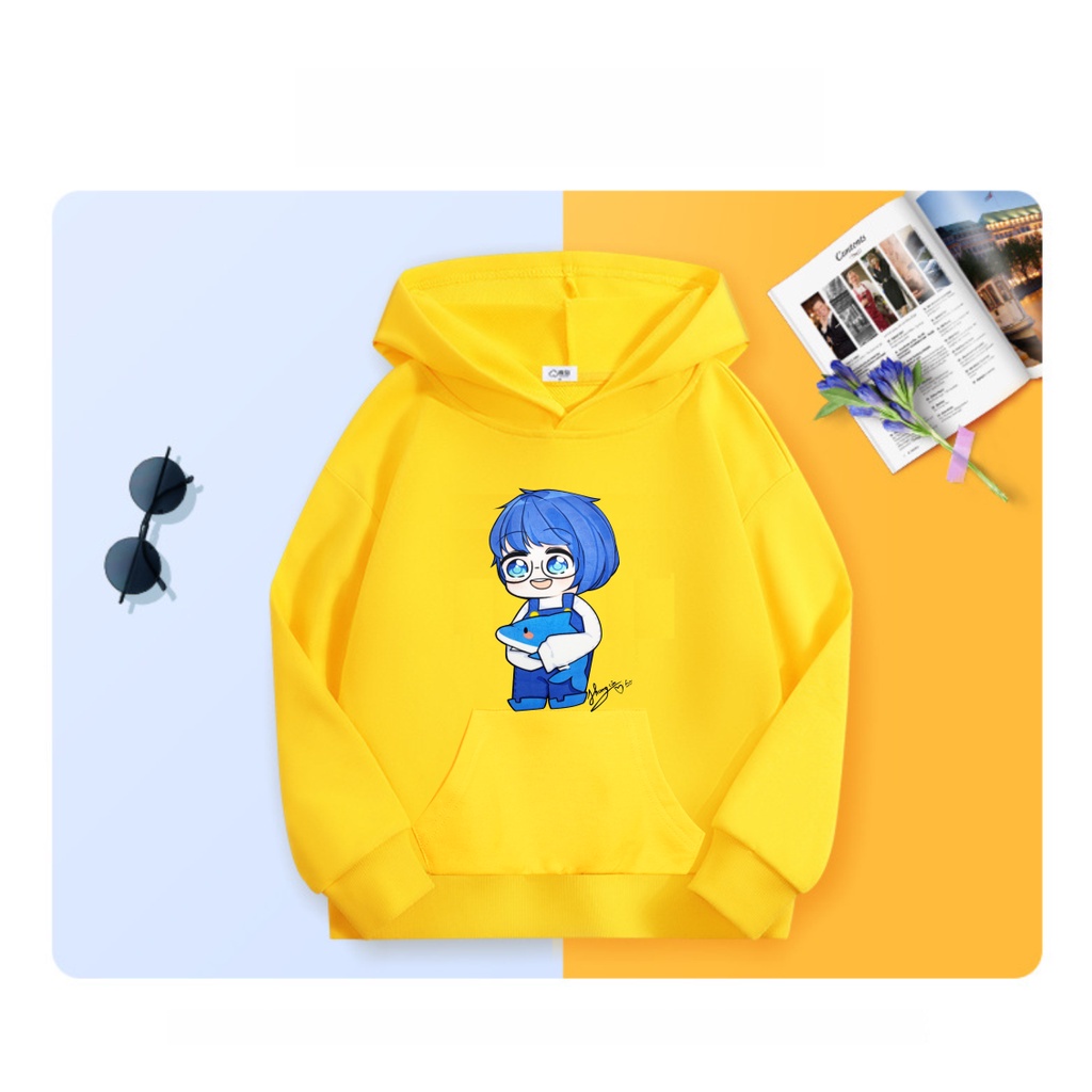 Áo hoodie hero team màu vàng nỉ bông cực đẹp cho bé trai bé gái nhiều mẫu sammy simmy phong cận