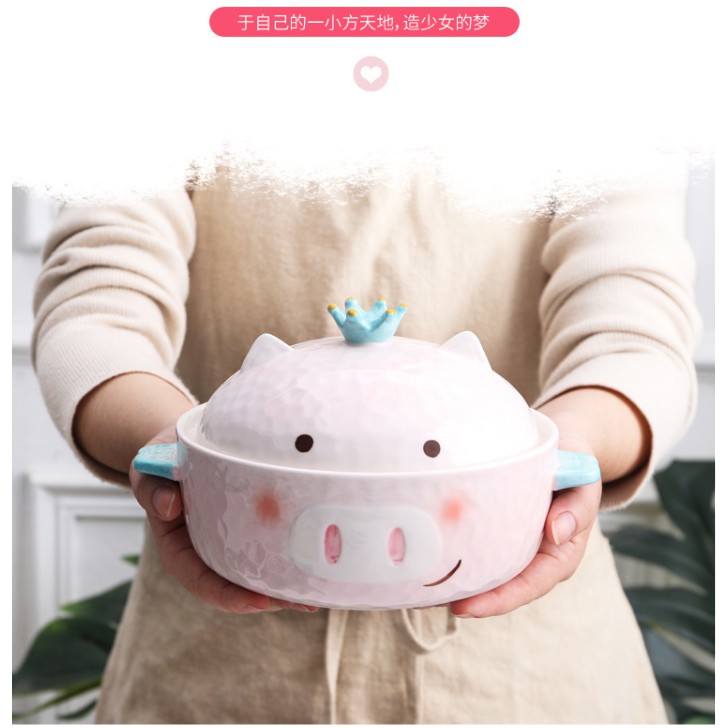 Bát Úp Mì, Bát Mì Heo Piggy Siêu Dễ Thương Chất Liệu Sứ Cao Cấp
