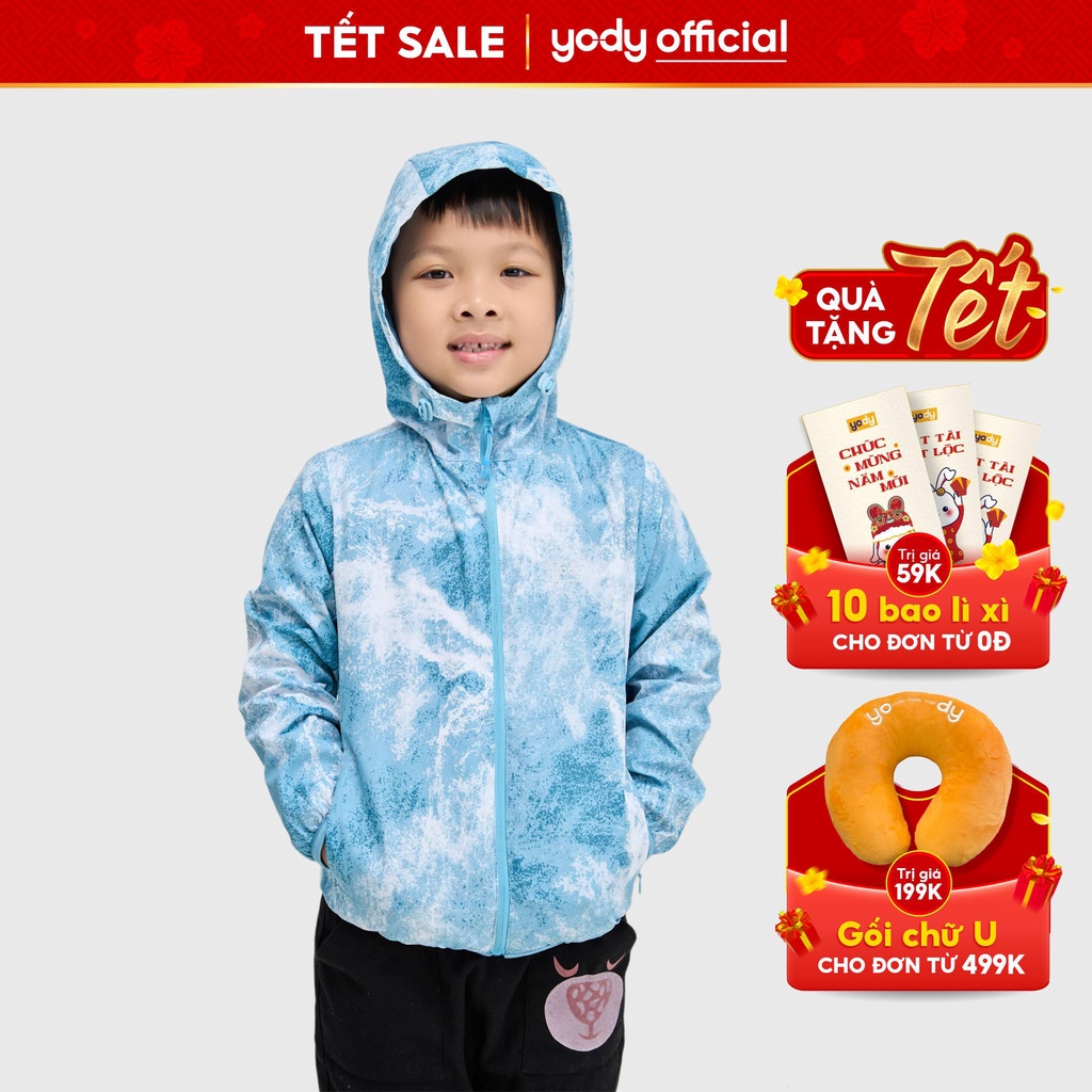 Áo gió kid YODY hai lớp in loang trượt nước nhiều màu dễ thương AKK4688