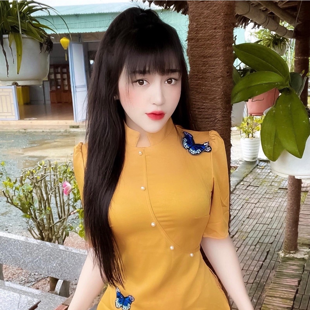 Đồ Lam Nữ Đi Chùa Đính Bớm Kèm Dây Cột Eo
