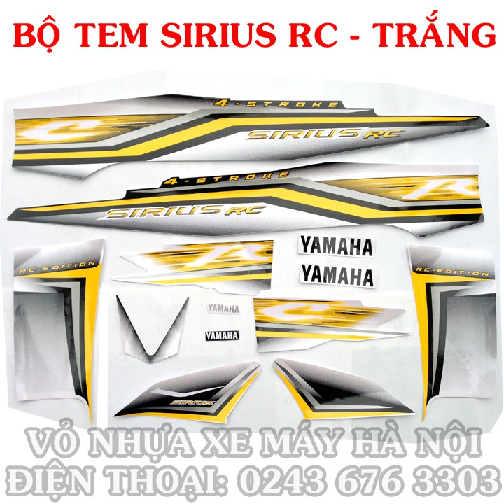 Bộ tem xe Sirius RC màu trắng