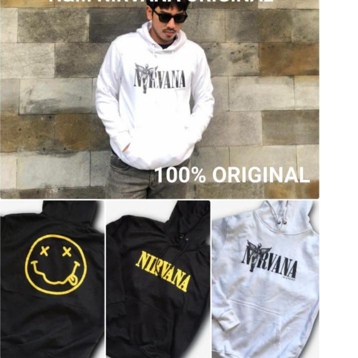 Áo Hoodie 100% Chính Hãng In Họa Tiết Nirvana Màu Trắng Và Đen