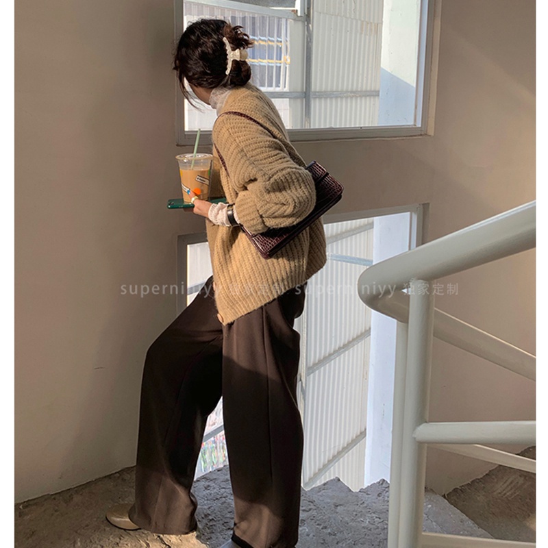 DUNEA Áo Khoác Cardigan Dệt Kim Tay Dài Phong Cách Hàn Quốc Cổ Điển 6 Màu Lựa Chọn