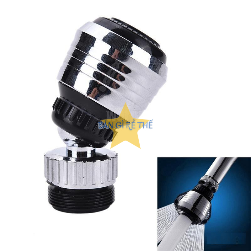 Đầu Vòi Tăng Áp Lực Nước Xoay 360 độ (inox)