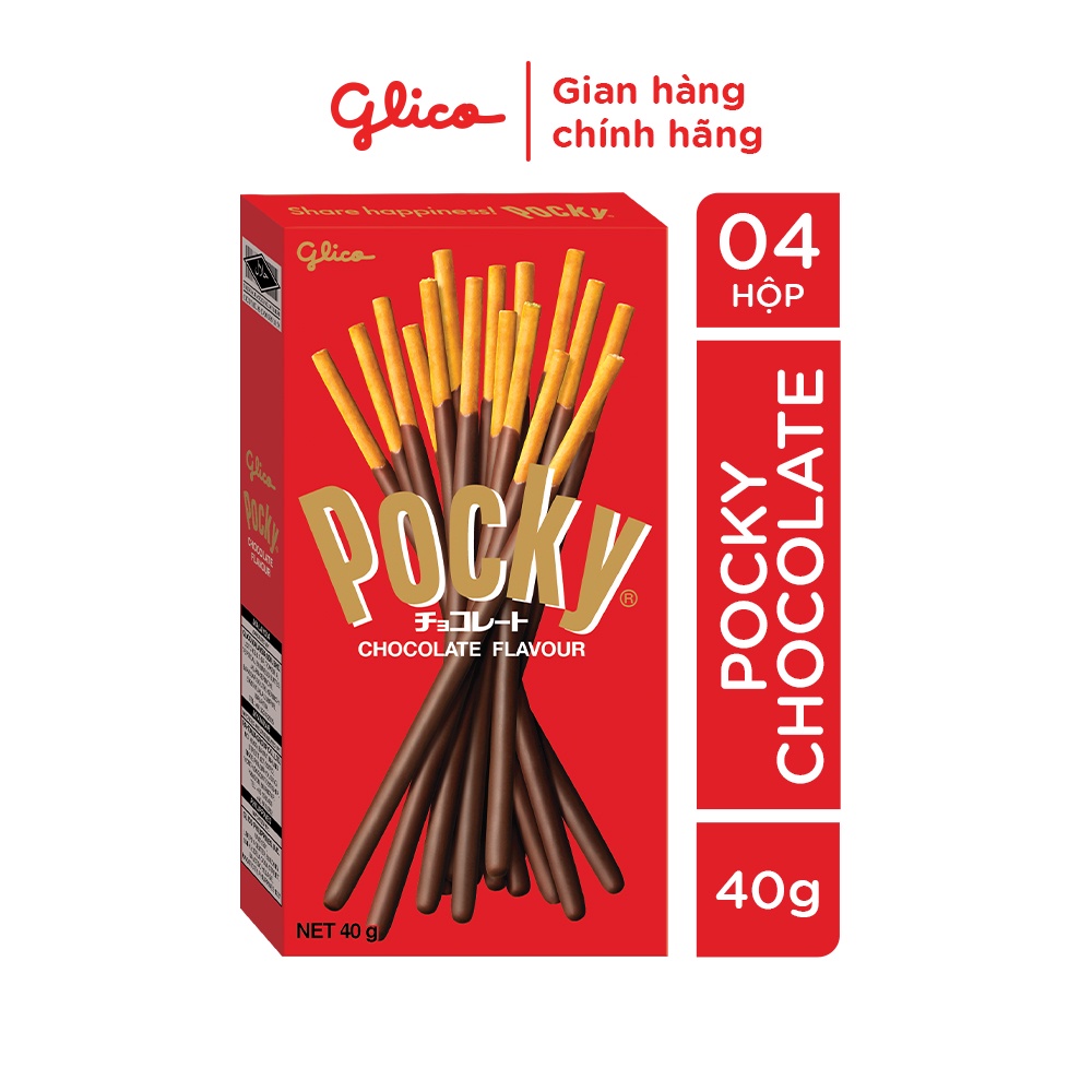 Combo 4 hộp bánh que Glico Pocky Socola 40G thích hợp làm đồ ăn vặt