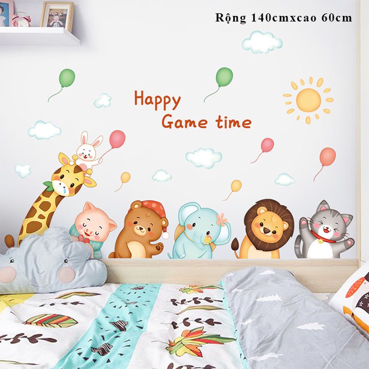 Decal dán tường❤️CAO CẤP❤️ cho bé, Giấy dán tường cho bé hình động vật trang trí phòng ngủ cho bé yêu