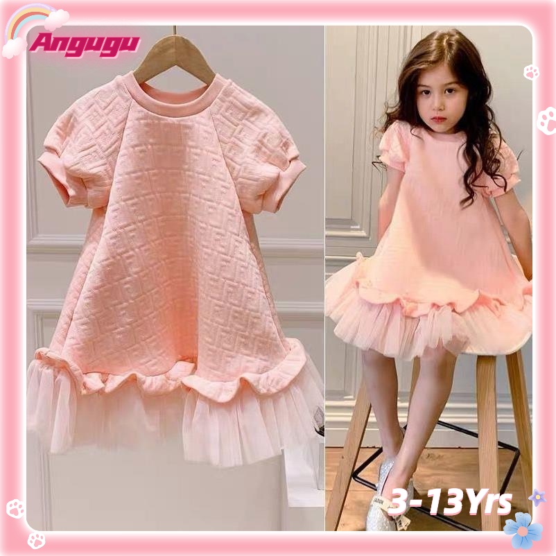 Đầm Công Chúa Tay Ngắn Màu Hồng Xinh Xắn Cho Bé Gái Từ 3-4 - 5-6 - 7-8 - 9-10 - 11-12 Tuổi