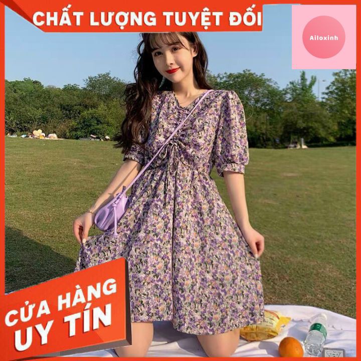 Đầm váy hoa nhí nữ tính rút dây ngực⚡⚡GIÁ RẺ⚡⚡👗👗chất vải voan hoa👗👗 phù hợp dạo phố, đi chơi picnic