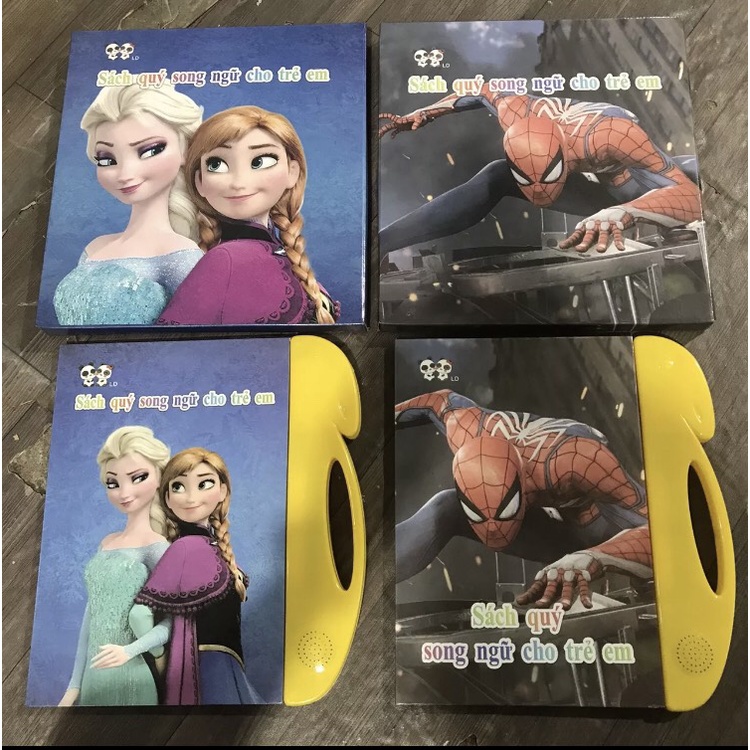 [Tặng bút tô xoá] Sách quý song ngữ Anh Việt bìa Elsa và Spider Man - Sách nói điện tử học Tiếng Anh