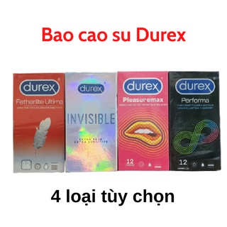 Bao cao su Durex 4 loại tùy chọn Invisible, Fetherlite Ultima, Pleasuremax, Performa, Happy Pharmacity