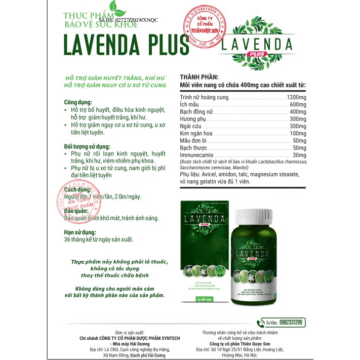 Lavenda Plus - Thực phẩm bảo vệ sức khỏe trợ các vấn đề phụ khoa, điều hòa kinh nguyệt, giảm huyết trắng, khí hư | BigBuy360 - bigbuy360.vn