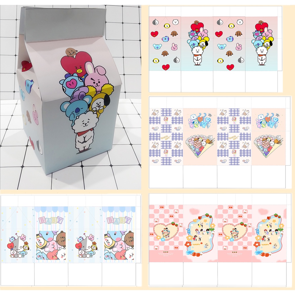 Hộp quà army bangtan kpop chibi HQSI2 hộp quà hộp sữa cute hộp dễ thương hoạt hình 18*10*10cm