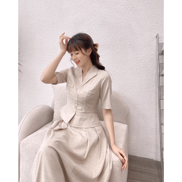 ▼∏❍SET Áo kèm Chân Váy nữ FANSIX - KH03 vải sợi tre óng mịn sang trọng, quý phái | BigBuy360 - bigbuy360.vn