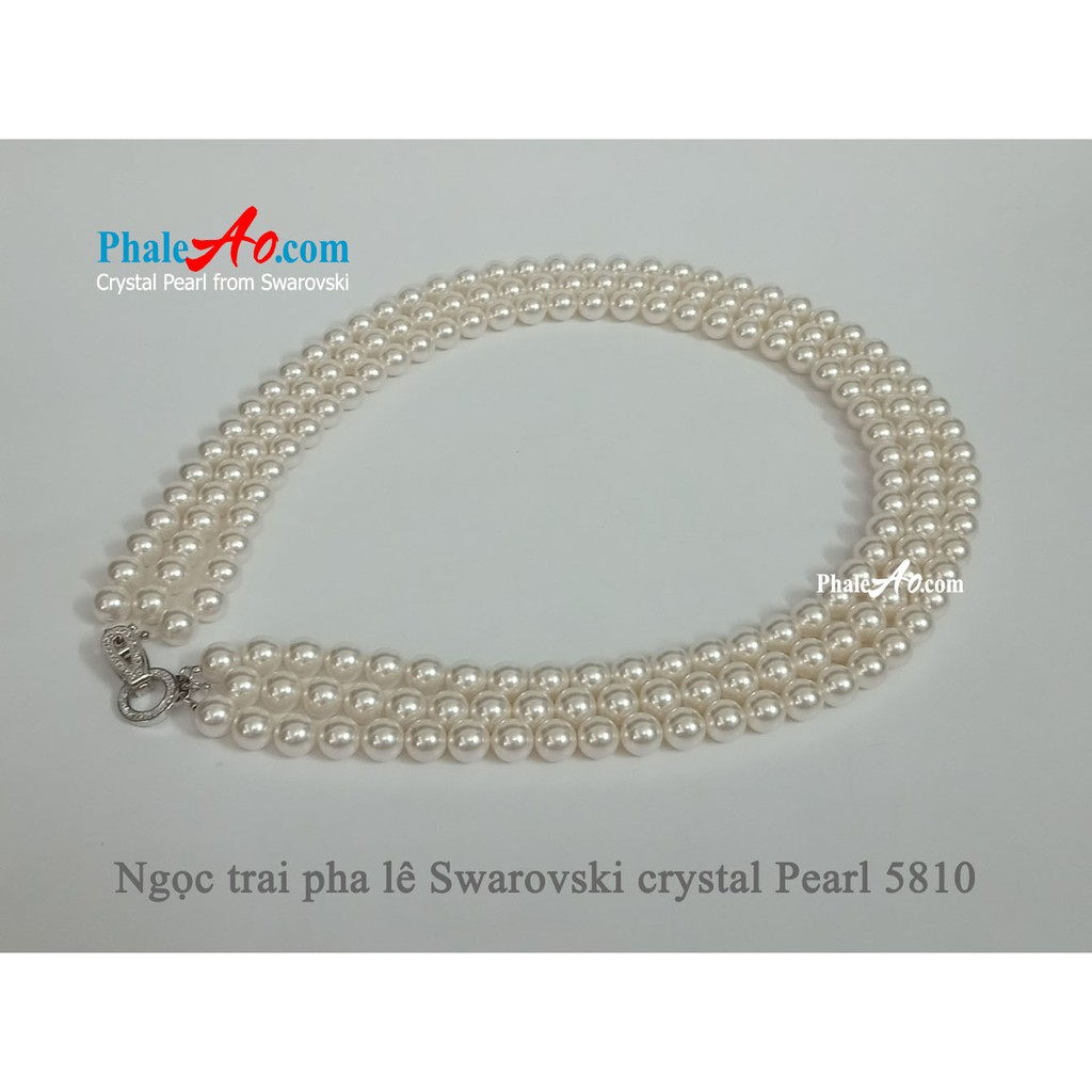 5 hạt Ngọc trai pha lê Swarovski 12ly crystal-pearl-5810 hình tròn màu trắng white 650