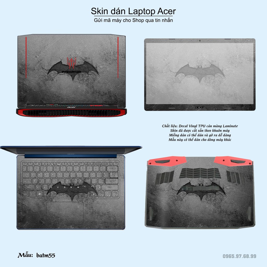 Skin dán Laptop Acer in hình Người dơi _nhiều mẫu 3 (inbox mã máy cho Shop)