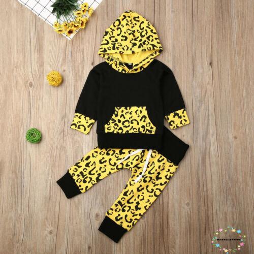 Set quần dài + áo hoodie họa tiết da báo thời trang cho bé