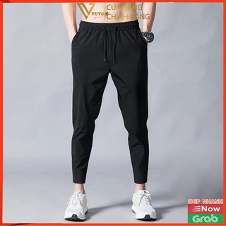 Quần Jogger Nam Dài Thể Thao Chất Umi Hàn Quốc Cao Cấp Co Dãn Dáng Lửng Baggy Màu Đen