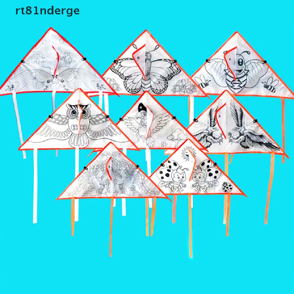 【ge】 1Pc DIY Cartoon painting kite foldable outdoor kite children kids sport toys .