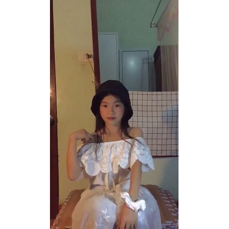 ( ẢNH THẬT)VÁY TRỄ VAI PHỐI REN MÀU TRẮNG DÁNG VỪA XOÈ CÓ 2 LỚP VINTAGE TIỂU THƯ