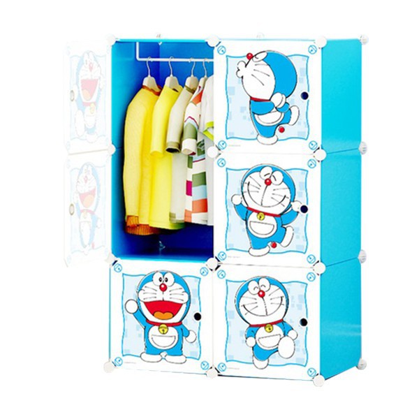 Tủ nhựa ghép quần áo đa năng tâm house đủ 6 ô Doraemon sâu 47cm