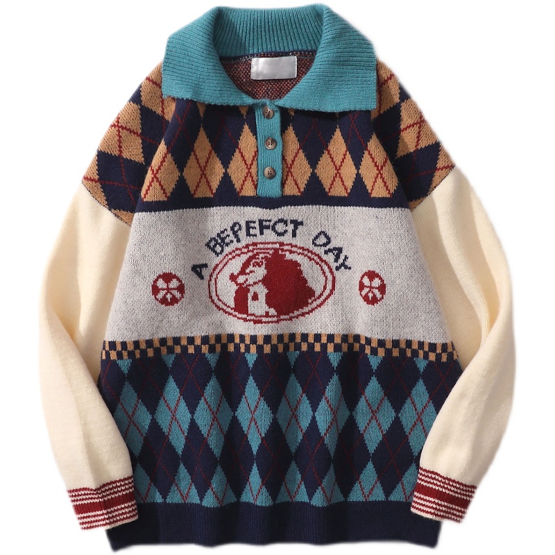 Áo len cổ polo vintage size rộng