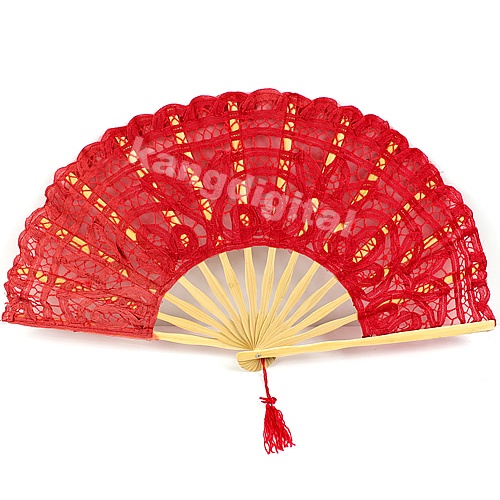 Quạt Xếp Cầm Tay Chất Liệu Cotton Phối Ren Handmade Kiểu Dáng Mới Dành Cho Cô Dâu