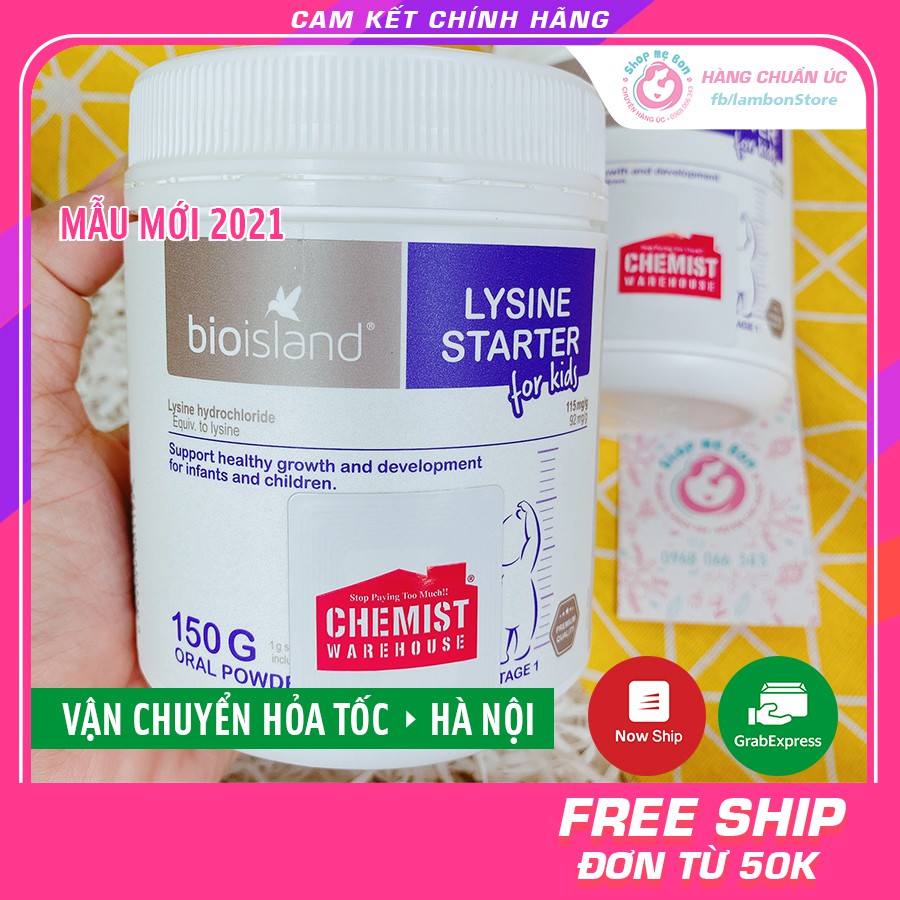 [Có Tem Chemist] Lysine BỘT Bio Island phát triển chiều cao cho bé từ 6 tháng tuổi - xuất xứ Úc