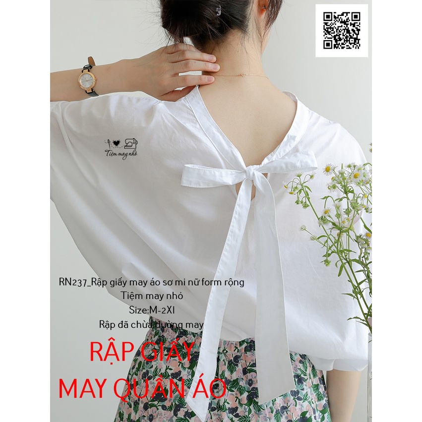 RN237_Rập giấy may áo cánh dơi tay liền nữ