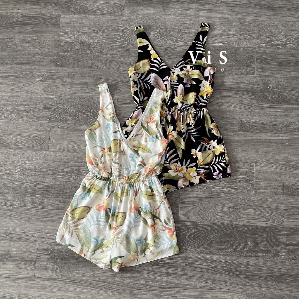 JUMPSUIT NGẮN NỮ HOA LÁ