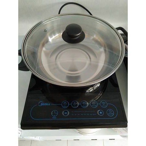 Bếp Điện Từ MIDEA MI-B2016DA (Đen) - Kèm Nồi Lẩu - Công Suất 2000w - Bảo Hành 1 Năm