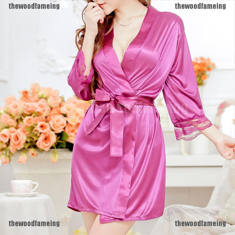Áo Choàng Ngủ Vải Lụa Phối Ren Gợi Cảm Cho Nữ | BigBuy360 - bigbuy360.vn