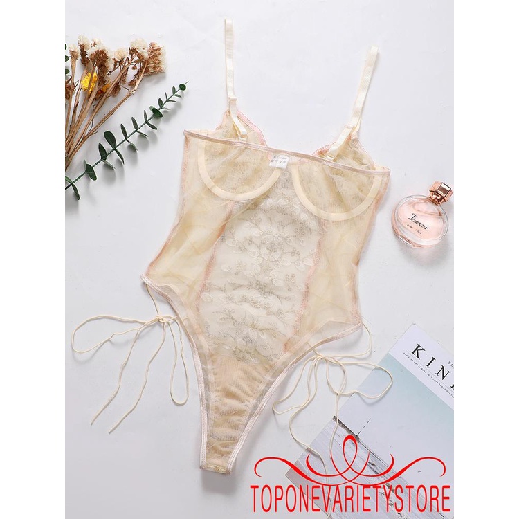 Bộ Đồ Lót Liền Thân Xuyên Thấu Thêu Hoa Gợi Cảm Cho Nữ | BigBuy360 - bigbuy360.vn