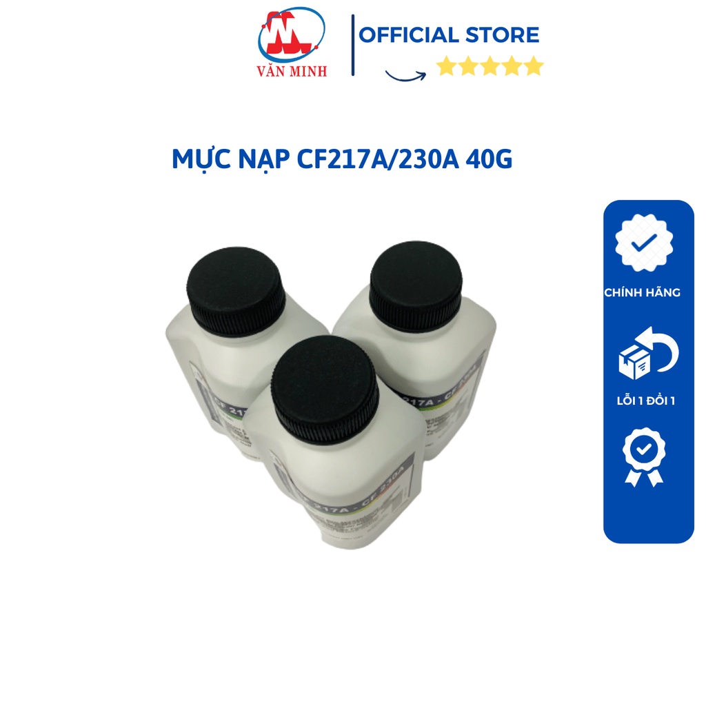 Combo 10 chai mực Nạp CF217A/230A, Mực đổ cho hộp mực 17A dùng cho máy in HP LJ MFP M130fn M102w M130fw, trọng lượng 40g