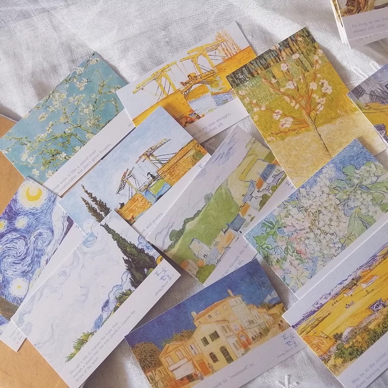 Postcard tranh Van Gogh kèm quote dùng trang trí tường hoặc thiệp tặng quà - ginandtonic