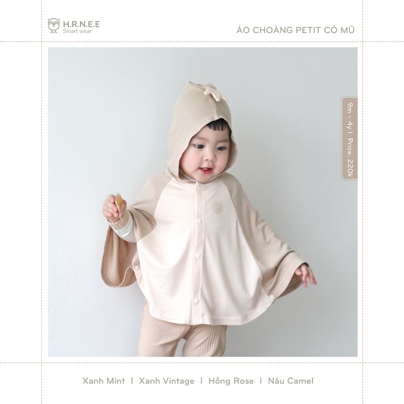 Áo choàng đa năng chất liệu petit HRNEE cho bé trai bé gái
