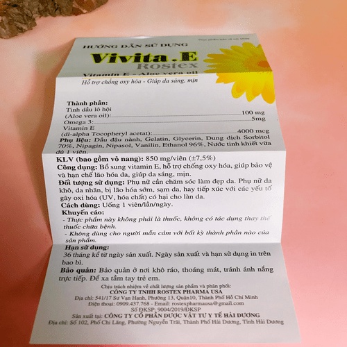 Viên uống đẹp da Vitamin E 4000mcg, tinh dầu lô hội làm đẹp da, chống lão hóa - Hộp 30 viên