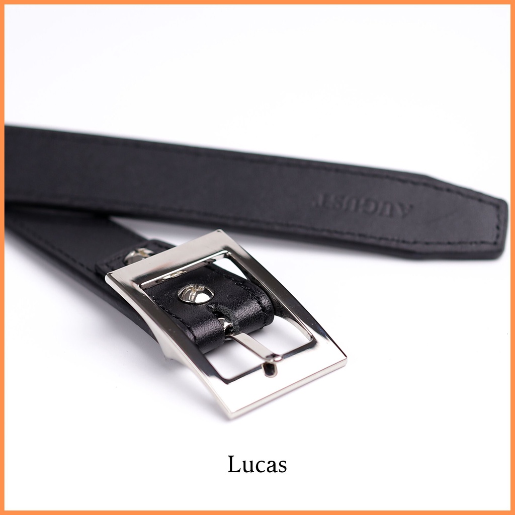 Thắt lưng da bò Lucas nhập khẩu hàng hiệu chính hãng AUGUST SHOES mặt dây 2.5cm, hợp kim cao cấp, lỗi 1 đổi 1