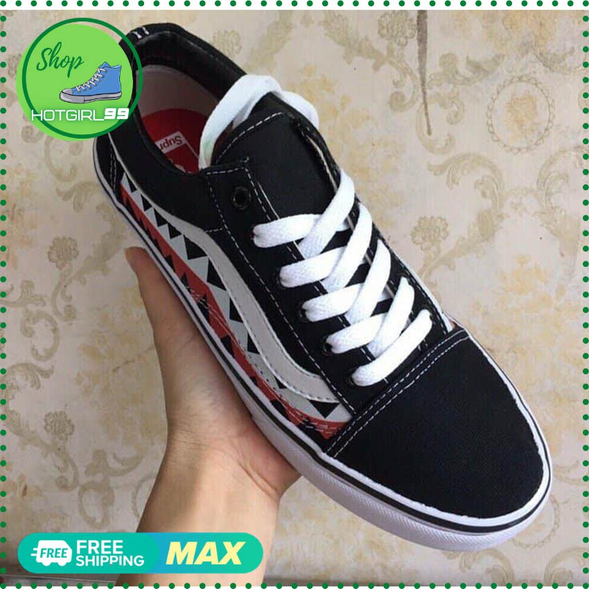 Giày thể thao Old Skool cá mập, giay nam nữ thời trang, tặng hộp, giày vans,