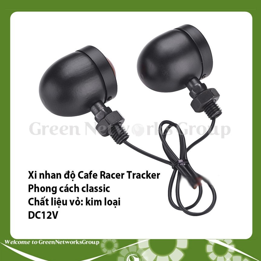 Xi nhan hột gà gắn xe máy độ cafe Racer Tracker phong cách Classic màu đen tĩnh điện Greennetworks ( 1 Đôi )