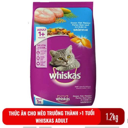 &lt;TÚI LỚN&gt; Thức ăn mèo Whiskas vị cá thu túi 1.2kg