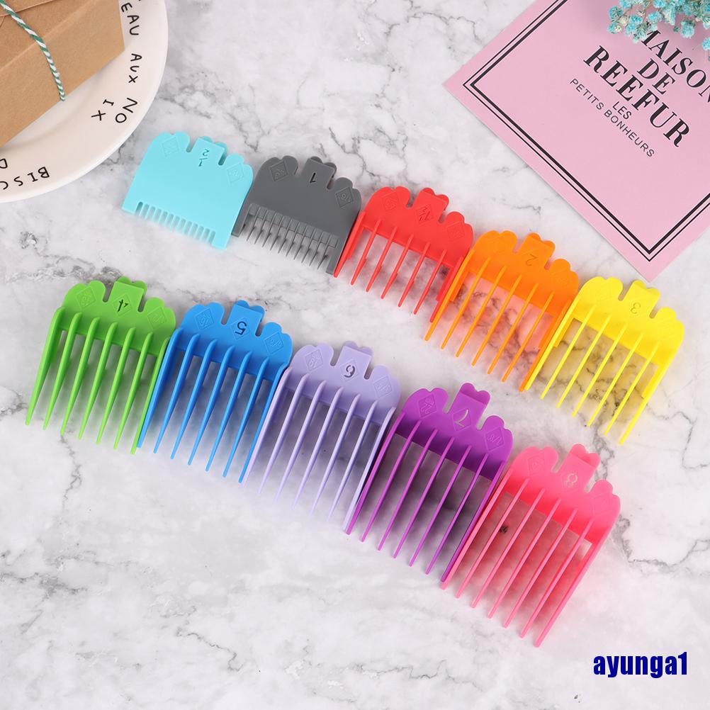 (ayunga1) 10pcs Barber Shop Styling Comb Sets Clipper Hair Limit Comb Trimmer Attachment