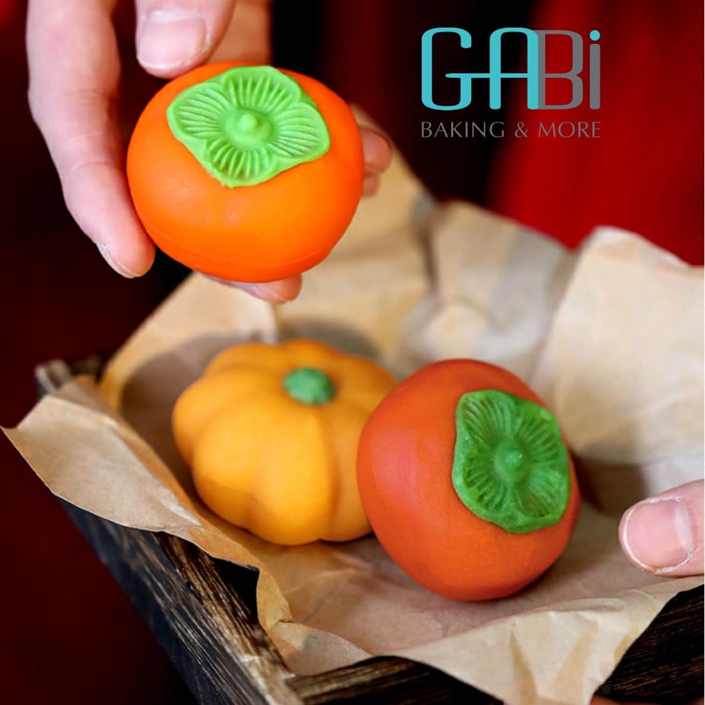 Khuôn ép bánh trung thu hình quả hồng/bí ngô