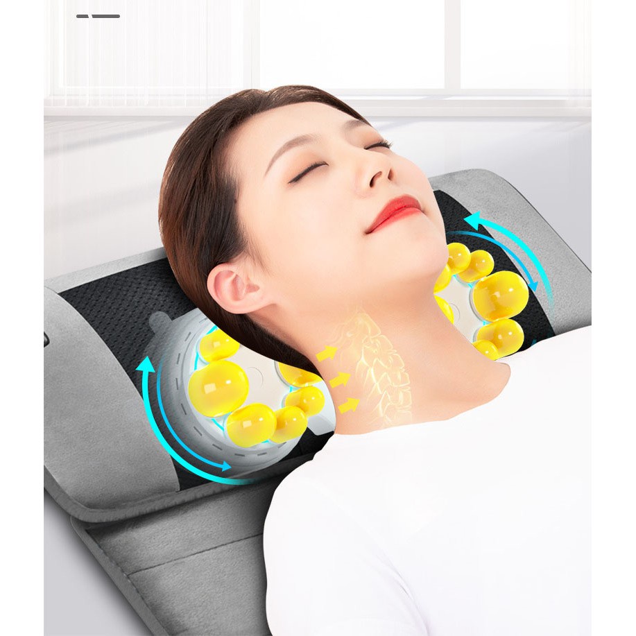 Nệm massage toàn thân VISPO VP-N20N giúp giảm đau mỏi, lưu thông khí huyết - Có gối massage hồng ngoại cổ vai gáy