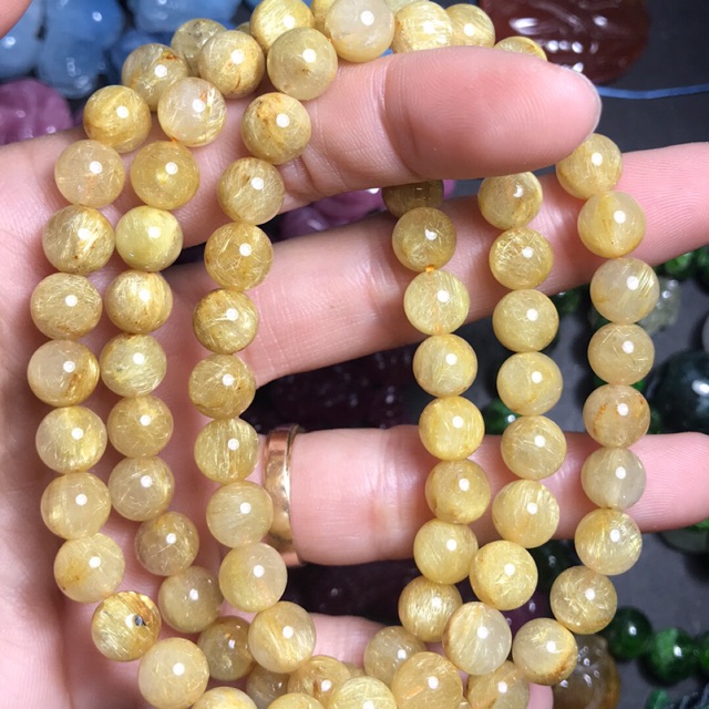 Vòng tay tóc vàng quấn 3 vòng hạt 7li