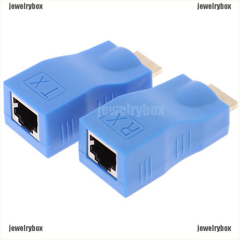 {jewelry box}2pcs 1080P HDMI Extender to RJ45 Over Cat 5e/6 Network LAN Ethernet Adapter Blue | BigBuy360 - bigbuy360.vn