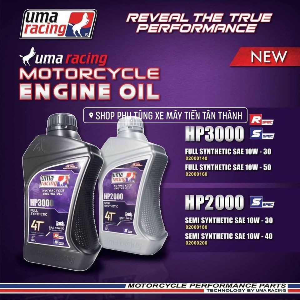 DẦU NHỚT ĐỘNG CƠ Uma Racing - Engine Oil 4T 10W30/10W40/15W50 ( XE SỐ_TAY GA)