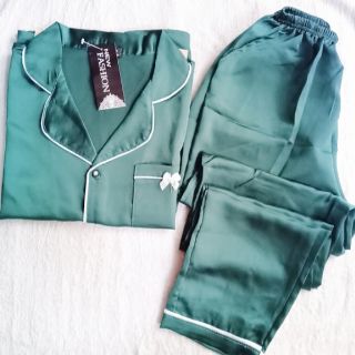Bộ pijama lụa satin cát viền nơ ( tay cộc quần dài)